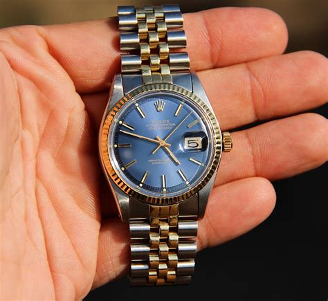 rolex blue and gold watches|rolex vintage blue dial.